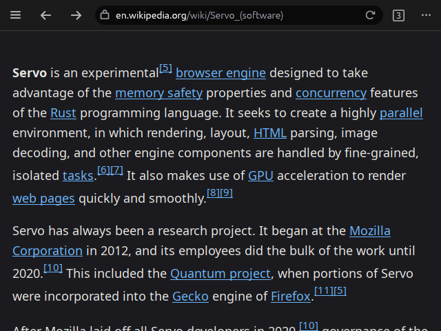 A Wikipedia article in reader view